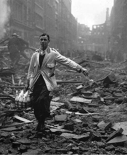 Londoners adopted an attitude of "Business as usual" and continued their daily lives in spite of the death and devastation around them. It was a show of defiance to the Germans who were inflicting such misery on them.