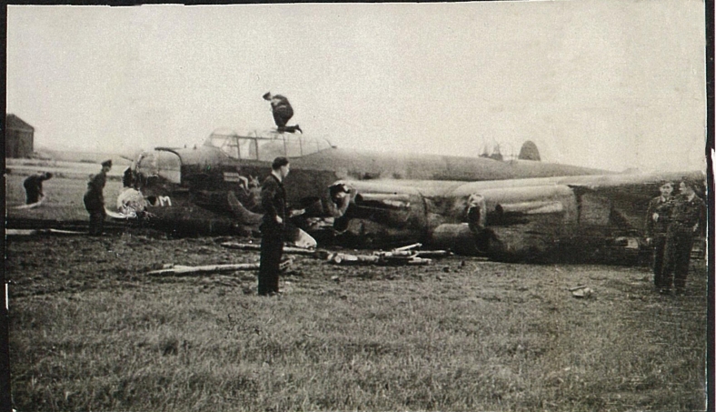 This Lancaster crash-landed at its airfield in England following a raid over Berlin.